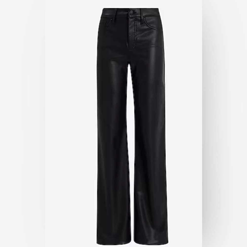 Modern Straight Super High Rise Faux Leather Pants Black Size 10S